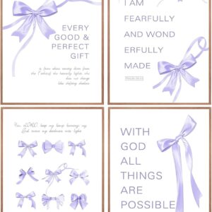Coquette wall decor teen girl room purple bow wall art decor posterspirational Bible Verses Bow Wall Deco (unframed)